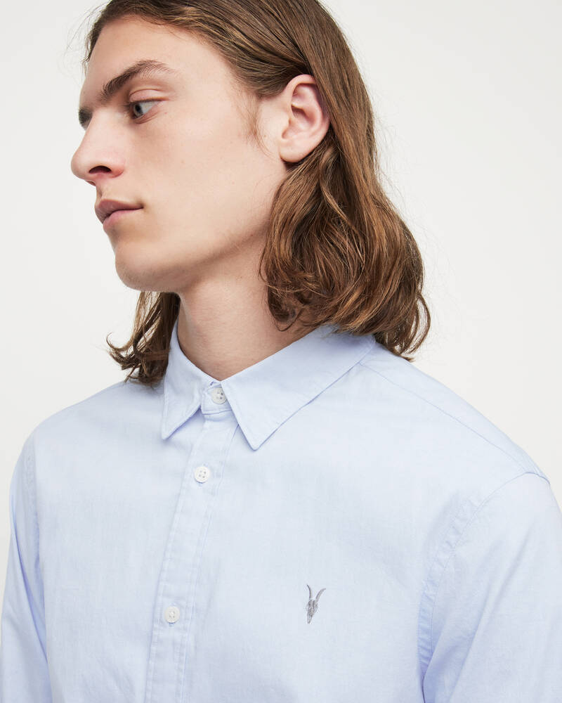 Light Blue Allsaints Hawthorne Ramskull Stretch Fit Shirt | MS255U-709