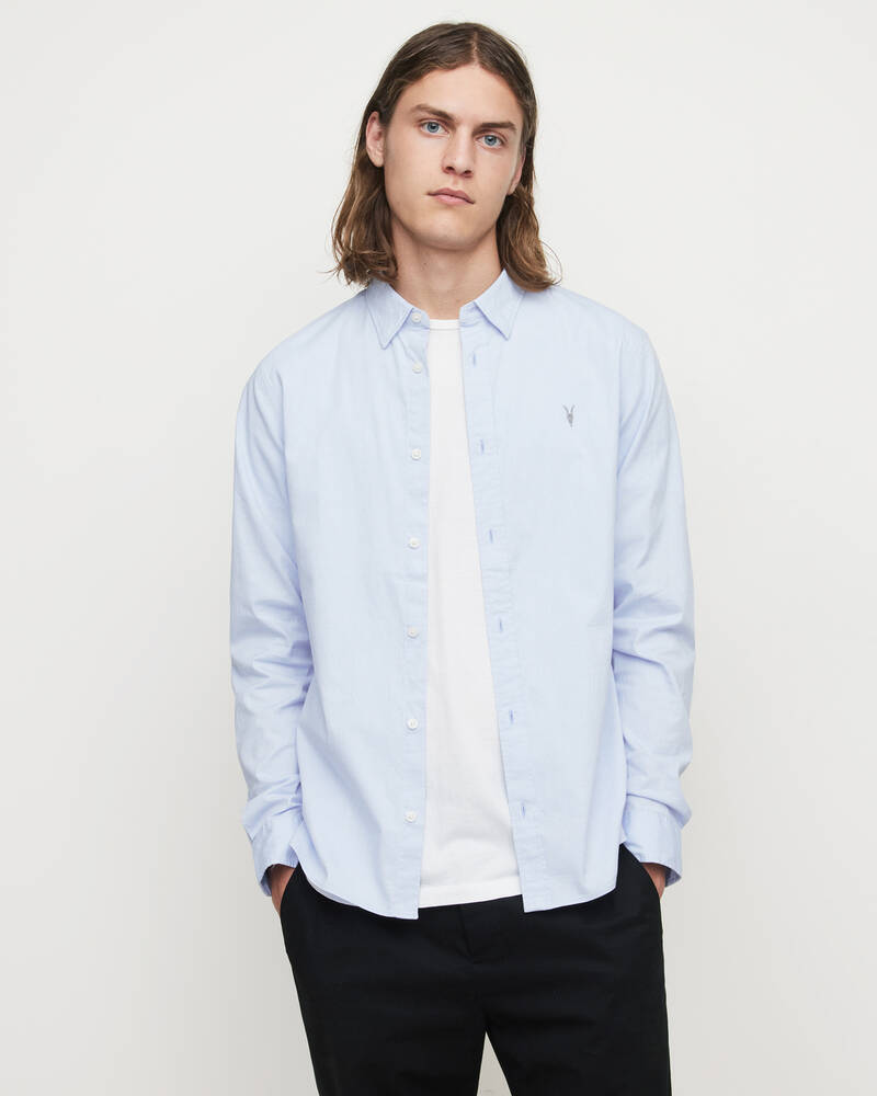 Light Blue Allsaints Hawthorne Ramskull Stretch Fit Shirt | MS255U-709