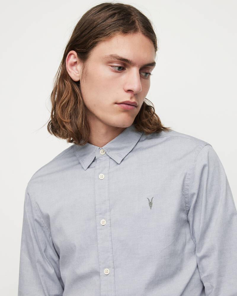 Light Grey Allsaints Hawthorne Ramskull Stretch Shirt | MS256U-103