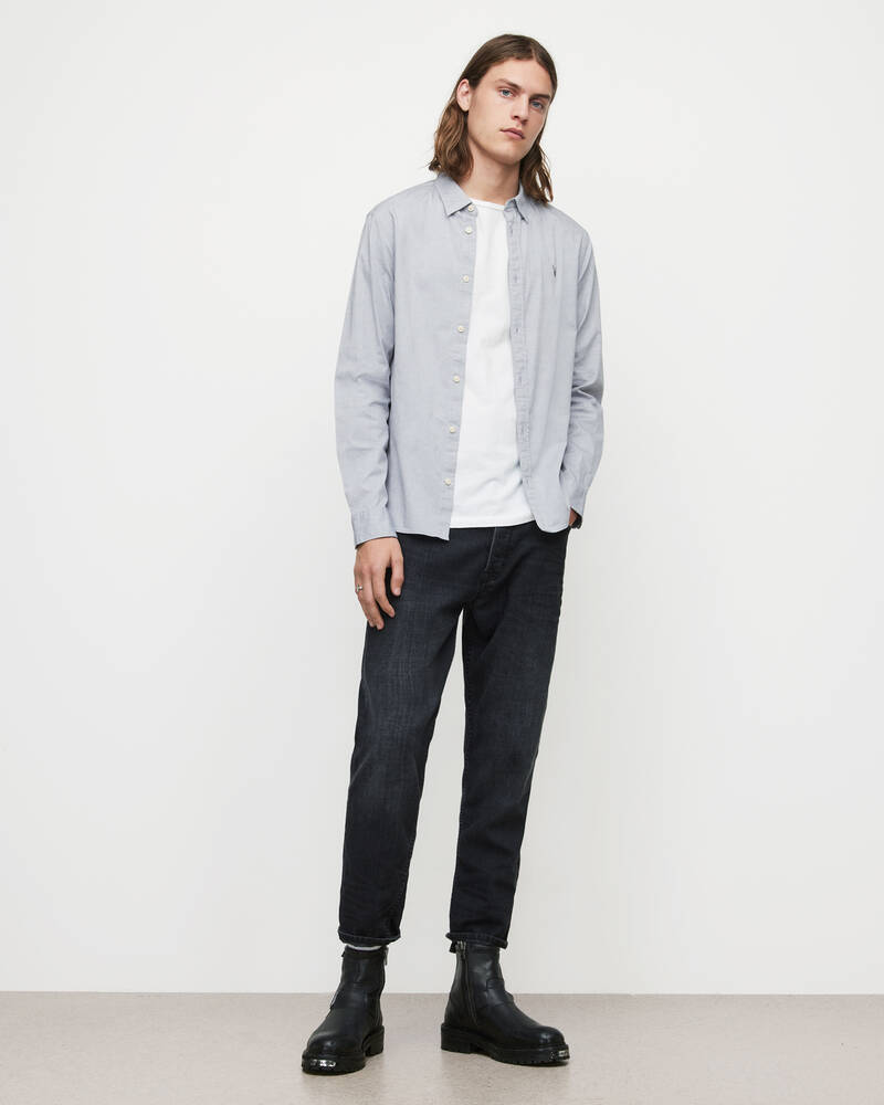 Light Grey Allsaints Hawthorne Ramskull Stretch Shirt | MS256U-103