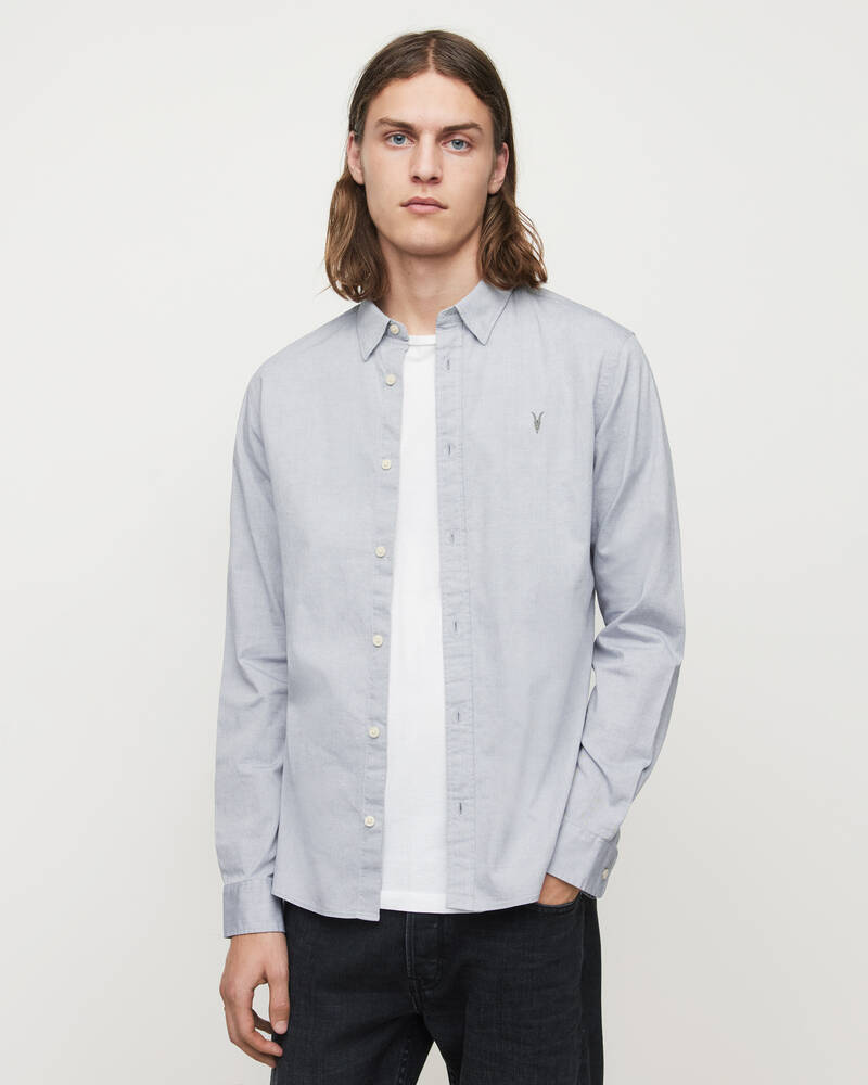 Light Grey Allsaints Hawthorne Ramskull Stretch Shirt | MS256U-103