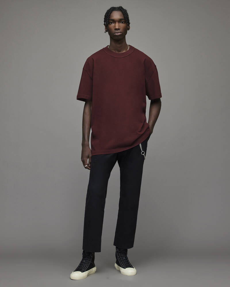 Maroon Red Allsaints Isac Crew T Shirt | MD126X-4657