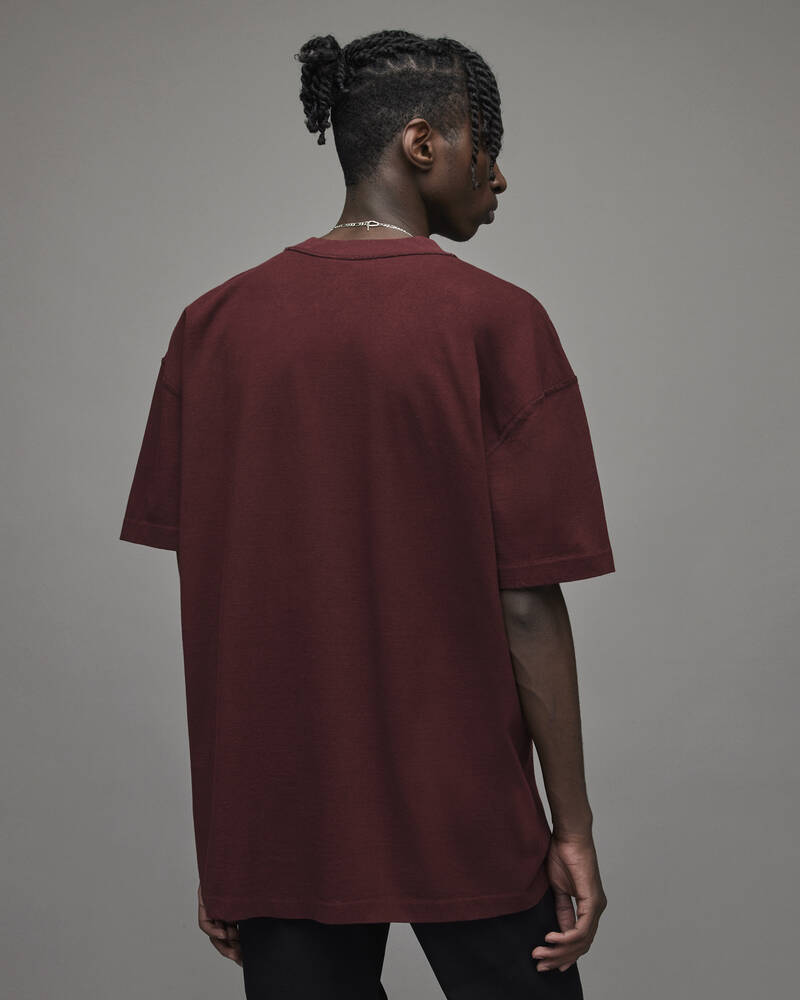 Maroon Red Allsaints Isac Crew T Shirt | MD126X-4657