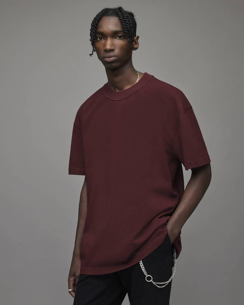 Maroon Red Allsaints Isac Crew T Shirt | MD126X-4657