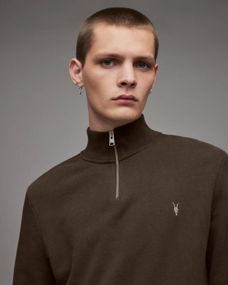 Meadow Brown Allsaints Raven Half Zip Funnel Neck Sweatshirt | MF046X-7806