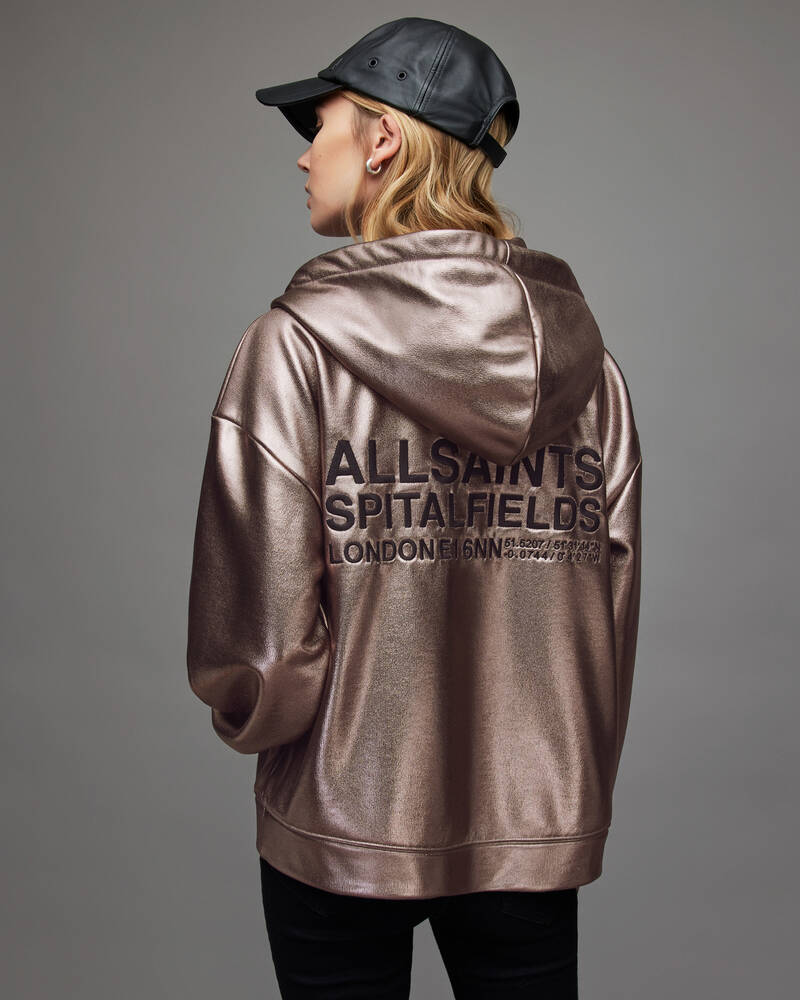 Metallic Bronze Allsaints Chlo Metallic Zip Hoodie | WM143X-8091