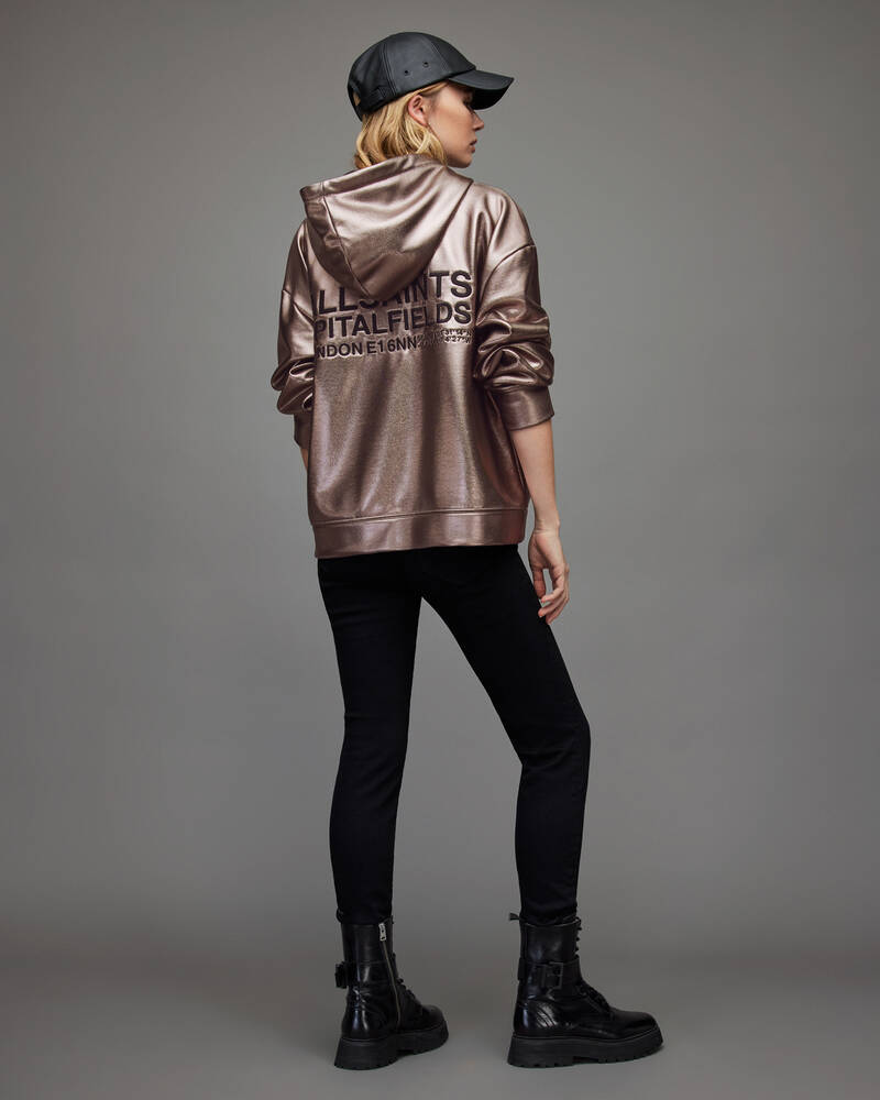 Metallic Bronze Allsaints Chlo Metallic Zip Hoodie | WM143X-8091