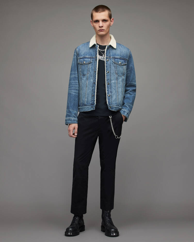 Mid Indigo Allsaints Midland Sherpa Lined Denim Jacket | MA018X-2846