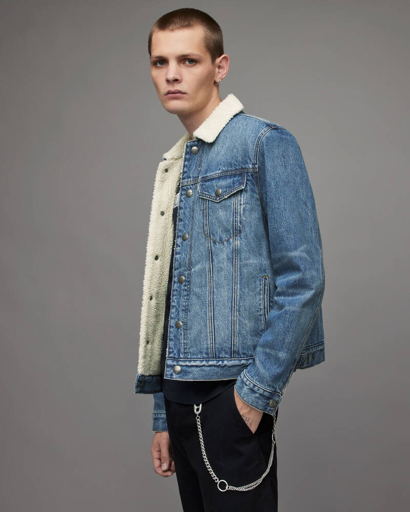 Mid Indigo Allsaints Midland Sherpa Lined Denim Jacket | MA018X-2846