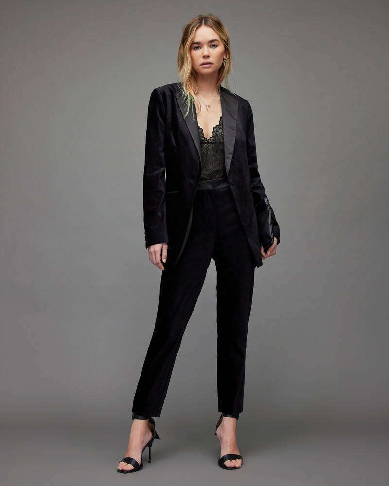 Midnight Blue Allsaints Sofia Velvet Blazer | WT033X-3867