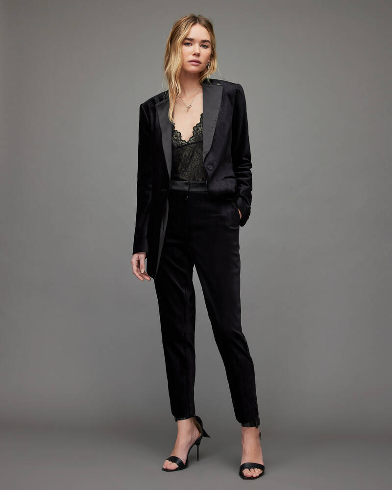 Midnight Blue Allsaints Sofia Velvet Blazer | WT033X-3867