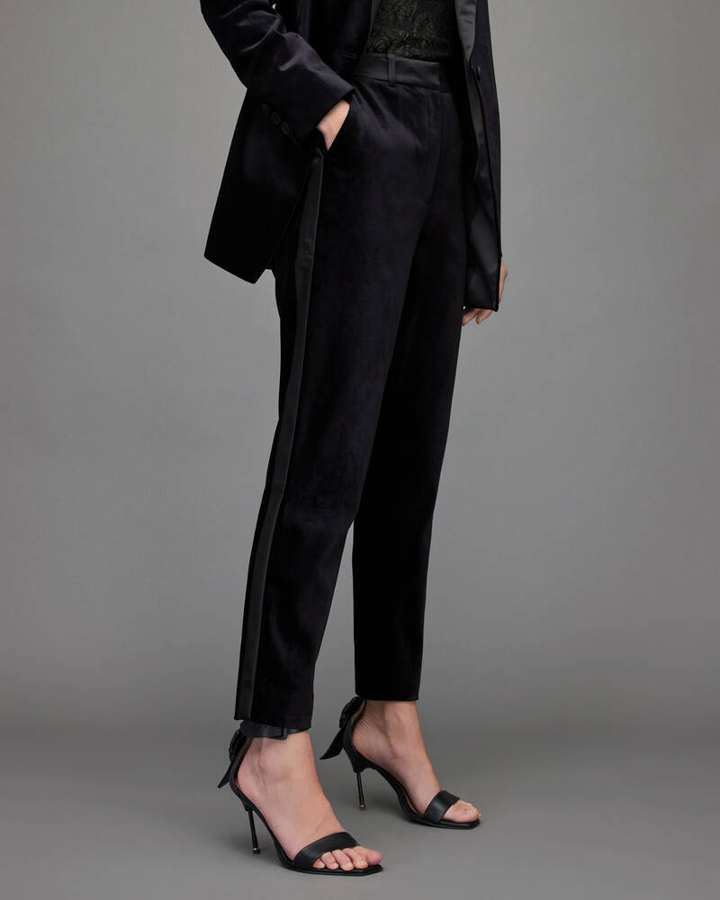 Midnight Blue Allsaints Sofia Velvet High Rise Trousers | WT034X-3867