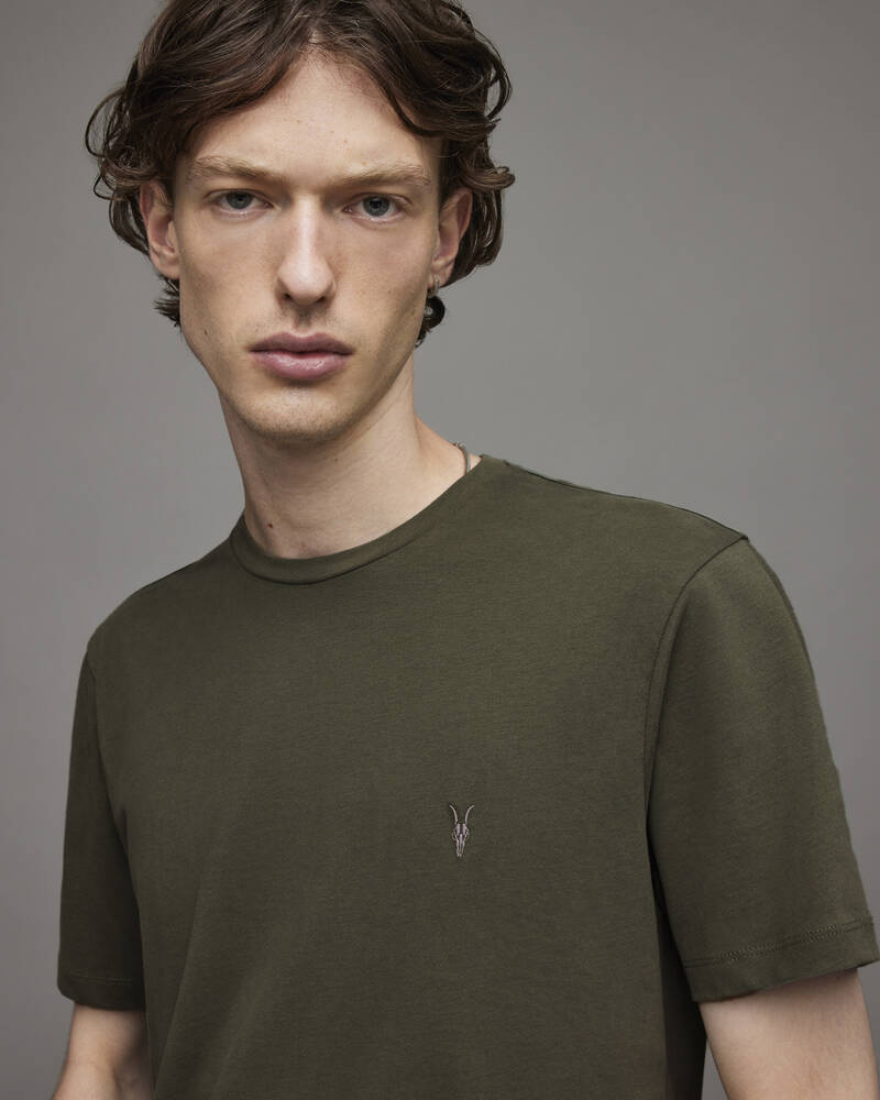 Moore Green Allsaints Brace Crew Brushed Cotton T Shirt | MD047X-7820