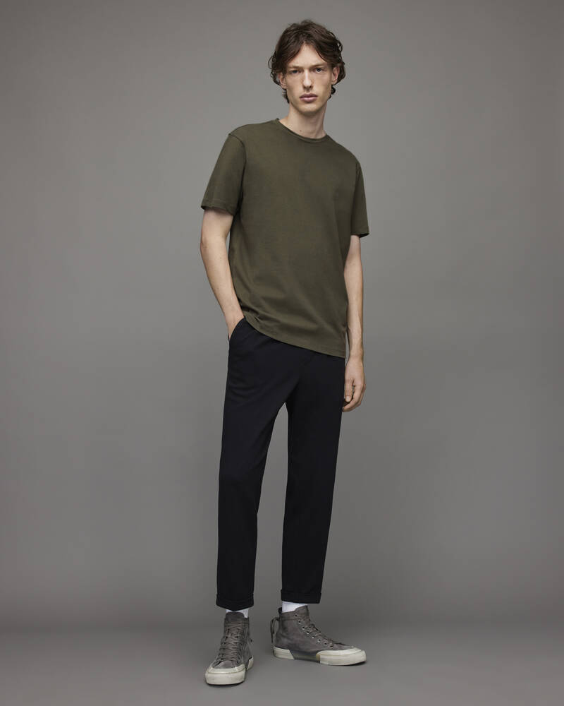 Moore Green Allsaints Brace Crew Brushed Cotton T Shirt | MD047X-7820