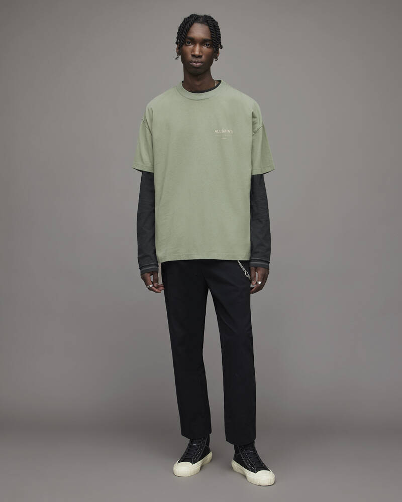 Natural Green Allsaints Underground Crew T Shirt | MG317X-7615