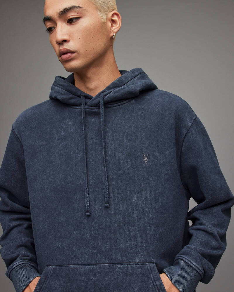 Nebula Blue Allsaints Saka Pullover Hoodie | MF017X-7821