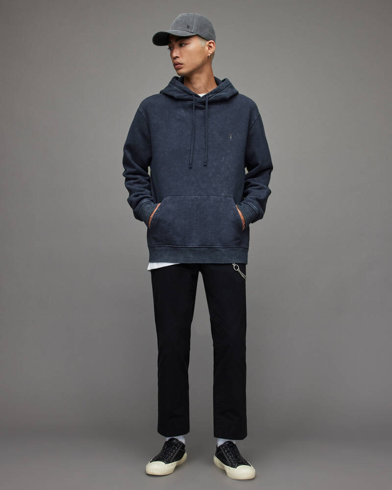 Nebula Blue Allsaints Saka Pullover Hoodie | MF017X-7821