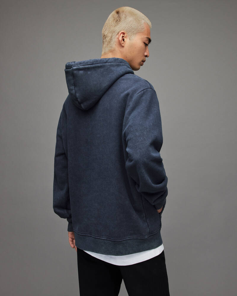 Nebula Blue Allsaints Saka Pullover Hoodie | MF017X-7821