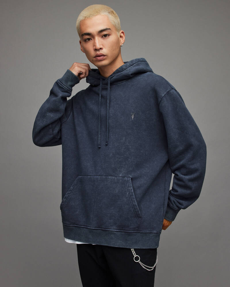 Nebula Blue Allsaints Saka Pullover Hoodie | MF017X-7821