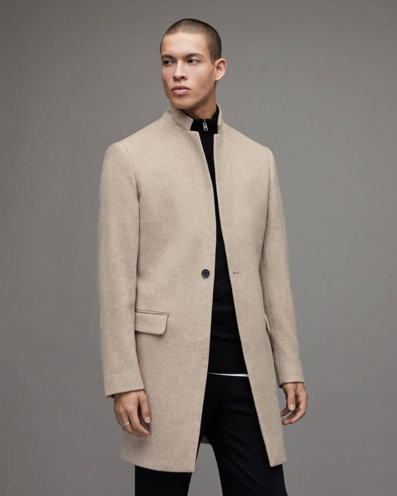 Oatmeal Marl Allsaints Manor Wool Coat | MC048T-1171