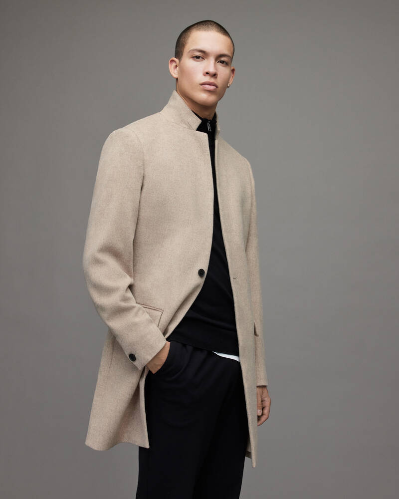 Oatmeal Marl Allsaints Manor Wool Coat | MC048T-1171