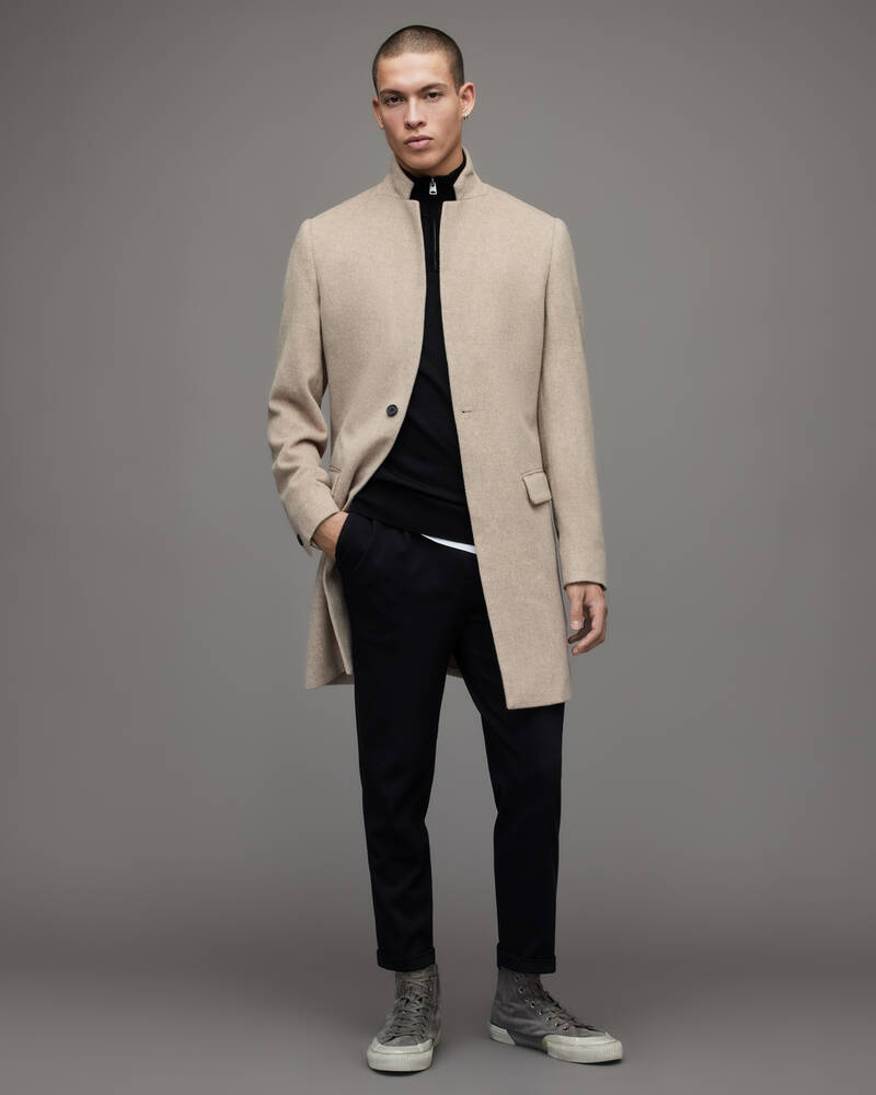 Oatmeal Marl Allsaints Manor Wool Coat | MC048T-1171