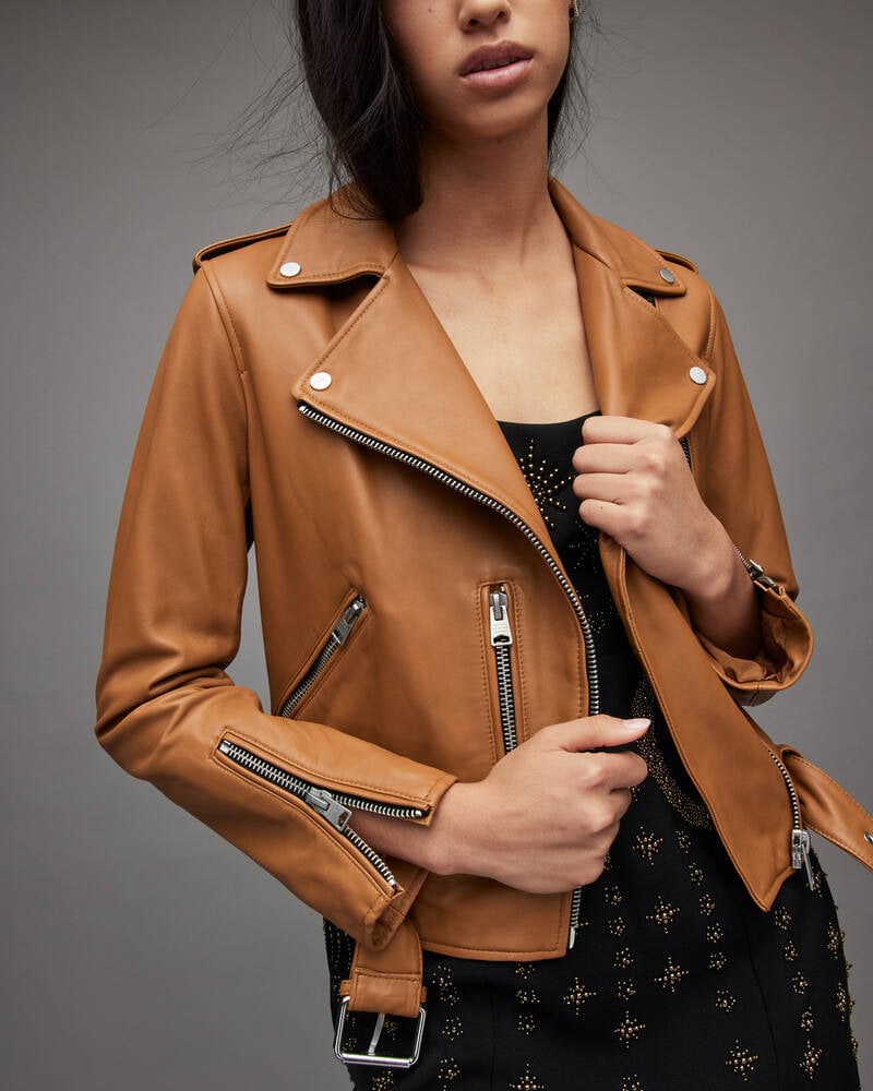 Ochre Yellow Allsaints Balfern Leather Biker Jacket | WL155X-6719