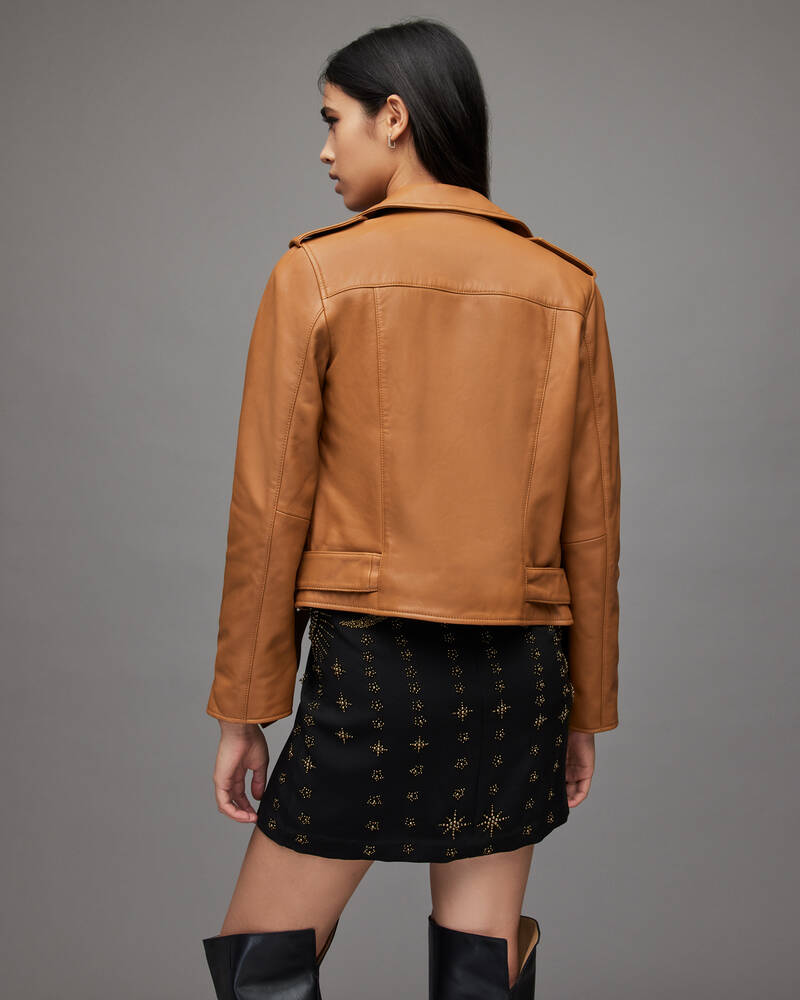 Ochre Yellow Allsaints Balfern Leather Biker Jacket | WL155X-6719