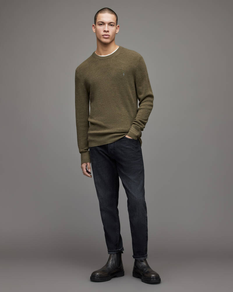 Olive Green Marl Allsaints Ivar Merino Crew Jumper | MK083X-4129