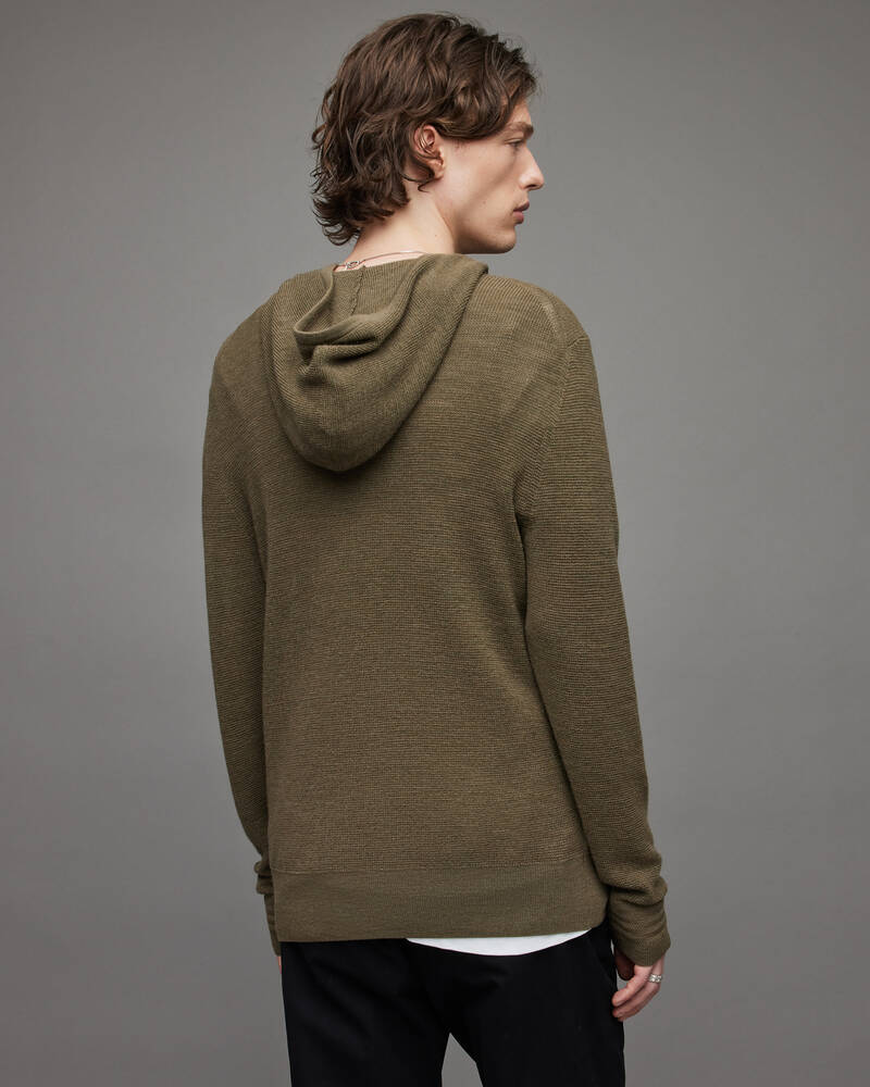 Olive Green Marl Allsaints Ivar Merino Hoodie | MK085X-4129