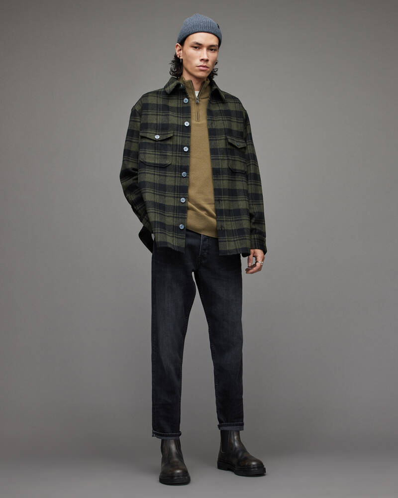 Olive Green Marl Allsaints Kilburn Zip Funnel Jumper | MK088X-4129