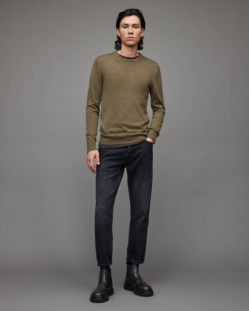 Olive Green Marl Allsaints Mode Merino Crew Jumper | MK056X-4129