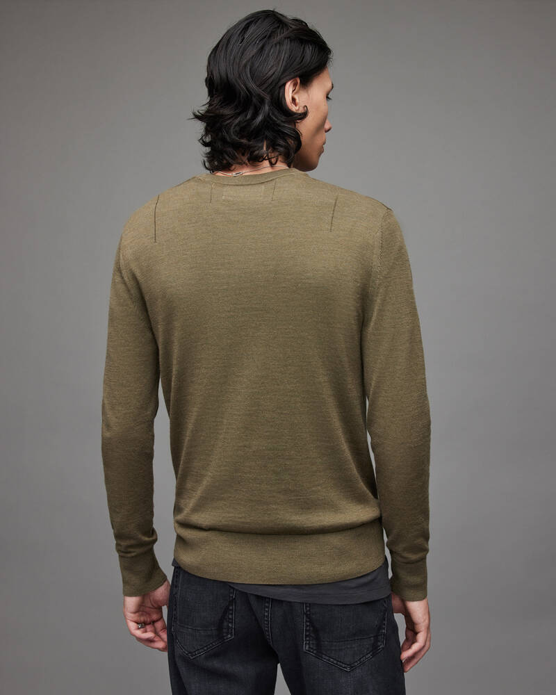 Olive Green Marl Allsaints Mode Merino Crew Jumper | MK056X-4129