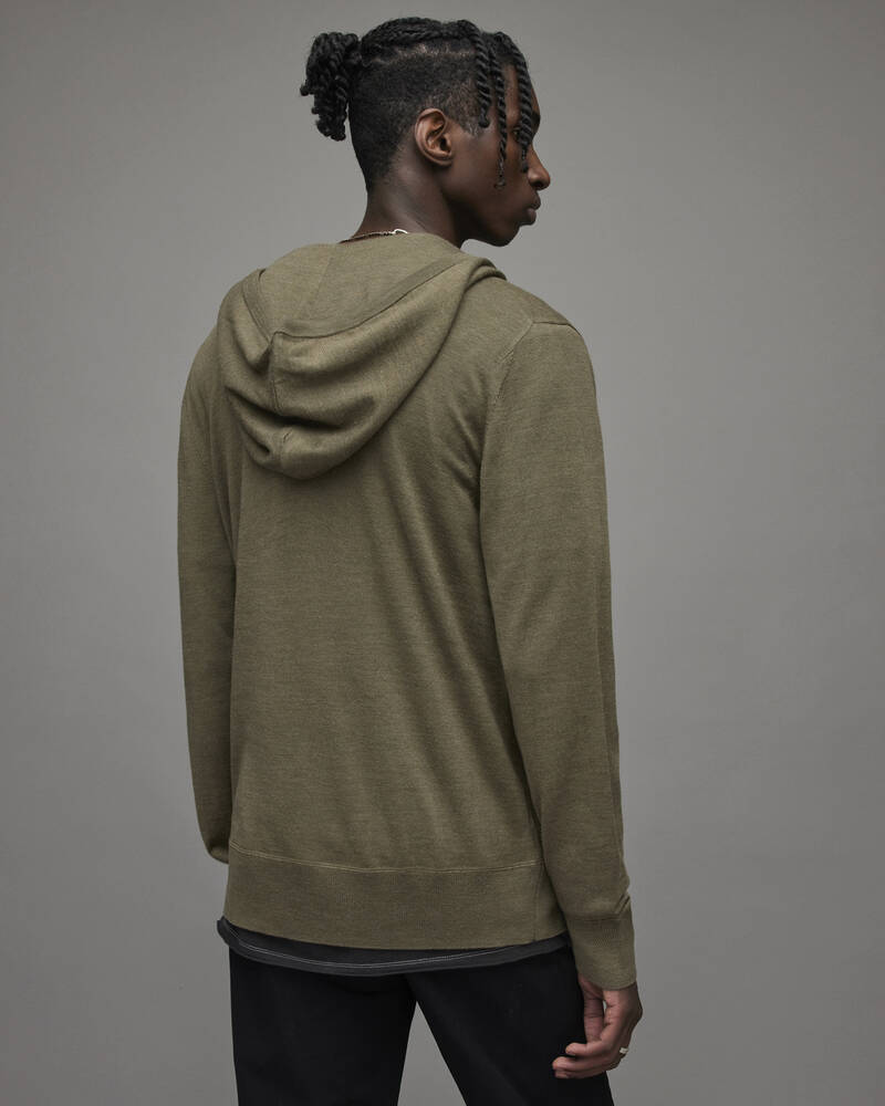 Olive Green Marl Allsaints Mode Merino Zip Hoodie | MK062X-4129