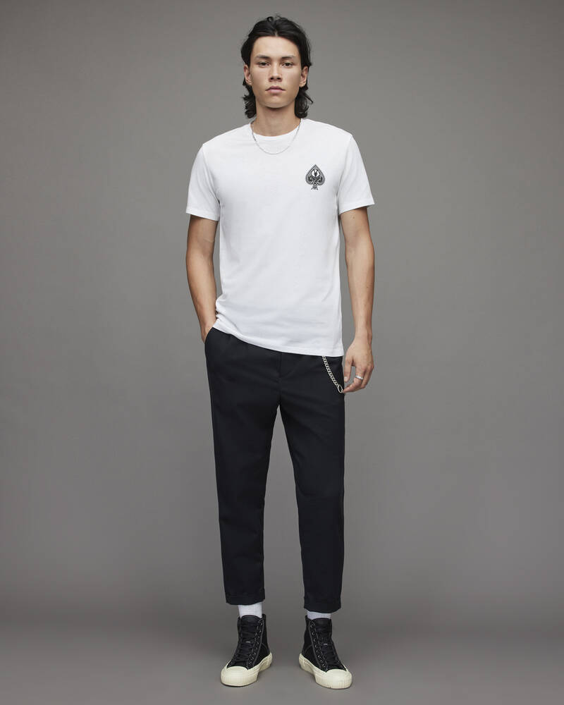 Optic White Allsaints Ace Brace Brushed Cotton T Shirt | MG244X-437