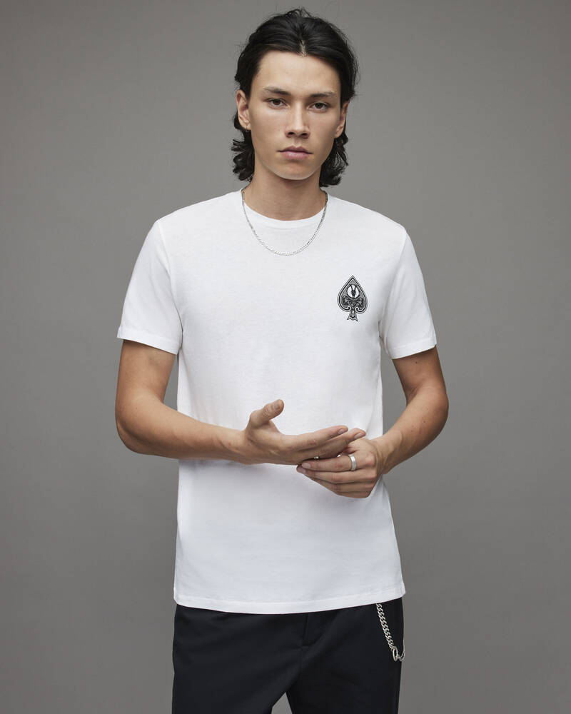 Optic White Allsaints Ace Brace Brushed Cotton T Shirt | MG244X-437