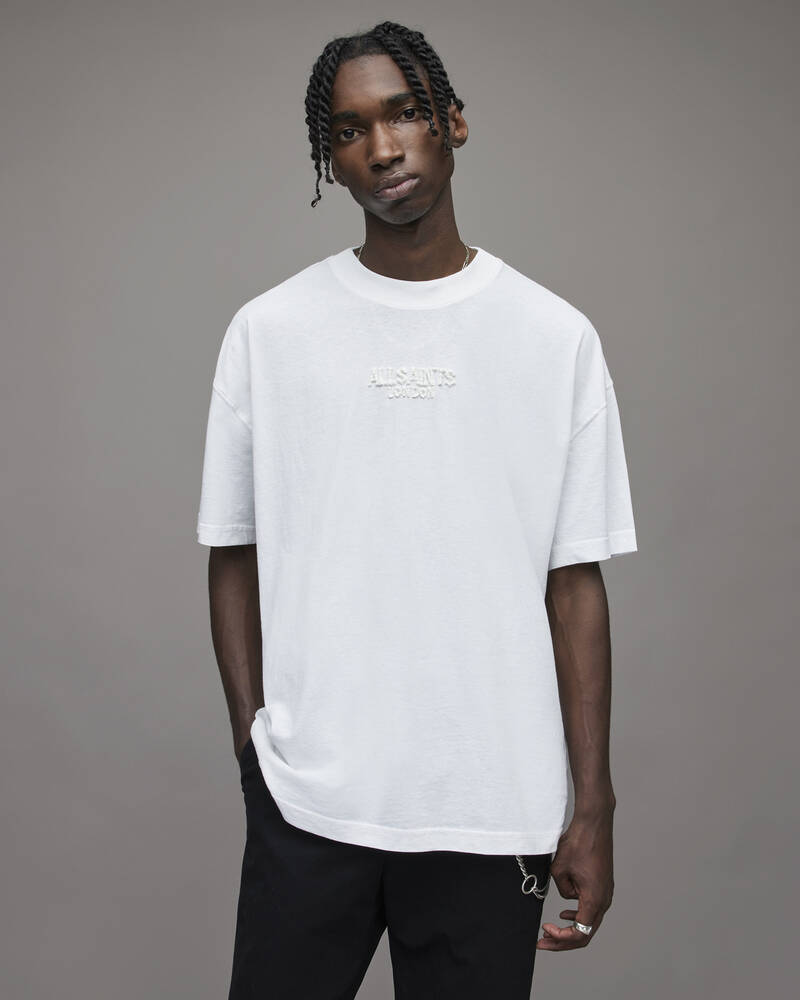 Optic White Allsaints Bones Crew T Shirt | MG266X-437