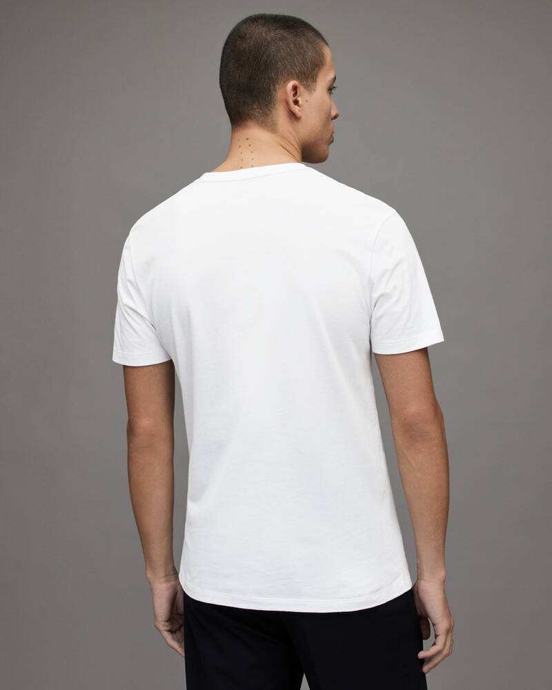 Optic White Allsaints Brace Crew Brushed Cotton T Shirt | MD131G-437