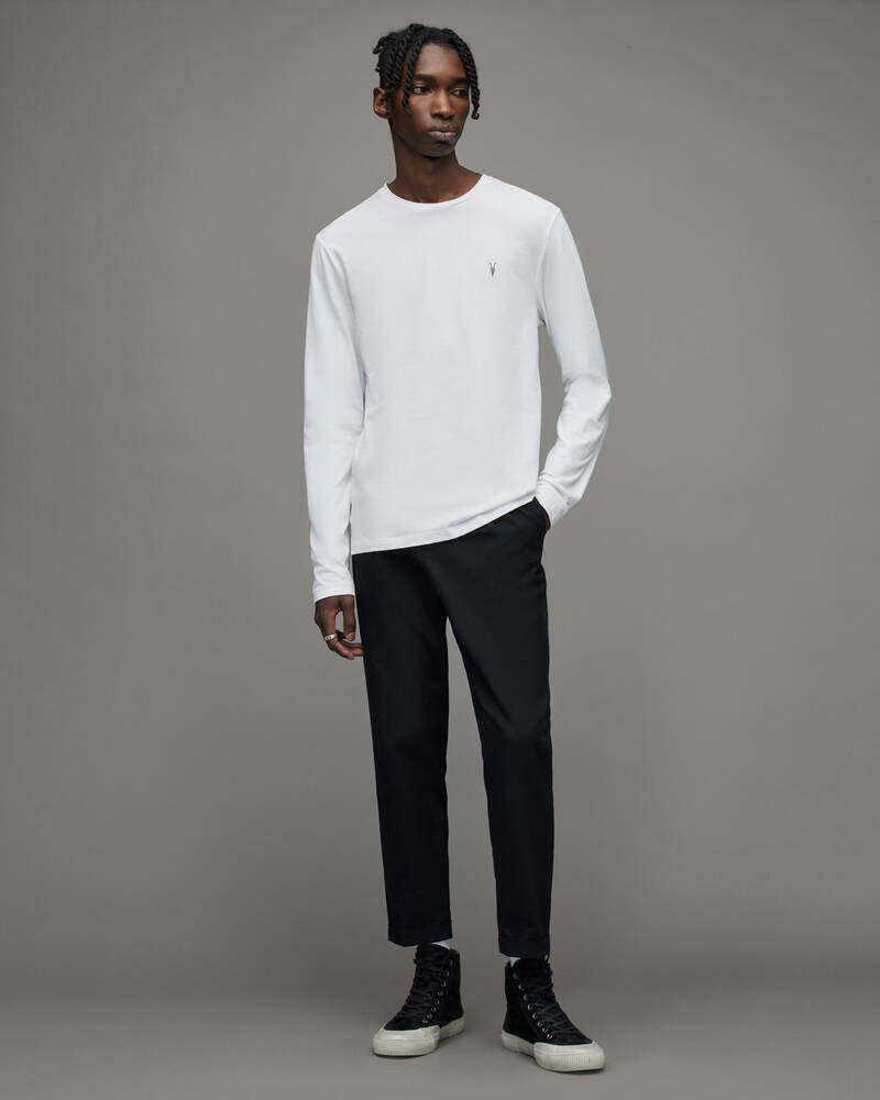 Optic White Allsaints Brace Tonic Long Sleeve Crew T Shirt | MD119E-437