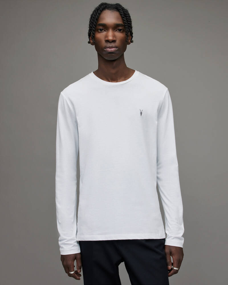 Optic White Allsaints Brace Tonic Long Sleeve Crew T Shirt | MD119E-437