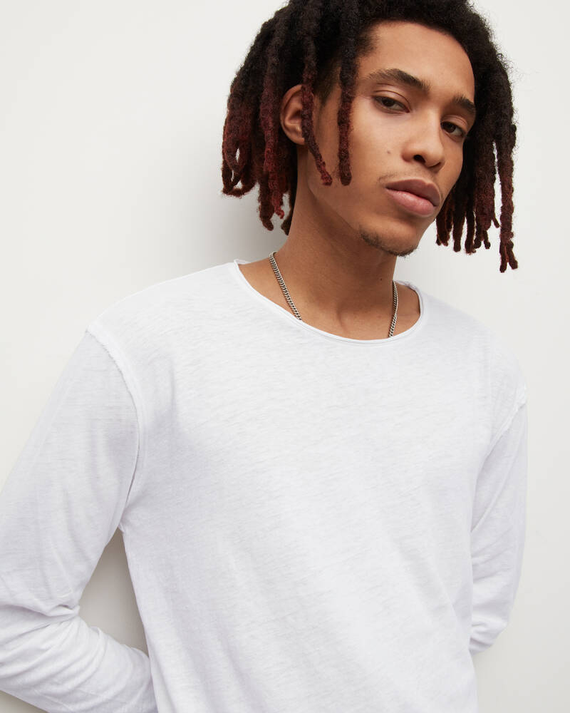 Optic White Allsaints Figure Long Sleeve Crew T Shirt | MD059T-437