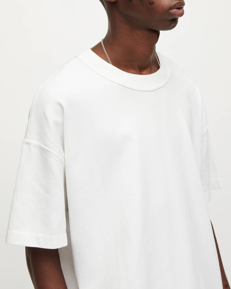 Optic White Allsaints Isac Oversized Crew T Shirt | MD106V-437