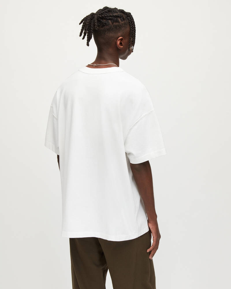 Optic White Allsaints Isac Oversized Crew T Shirt | MD106V-437