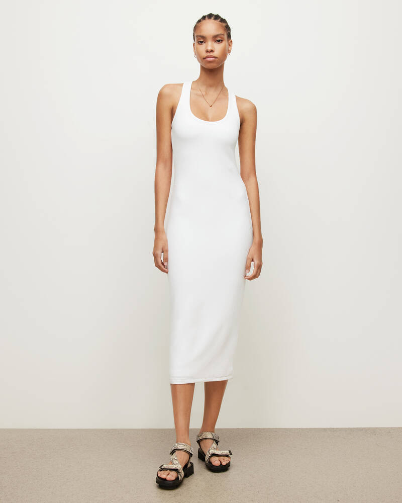 Optic White Allsaints Maki Midi Dress | WM088W-437