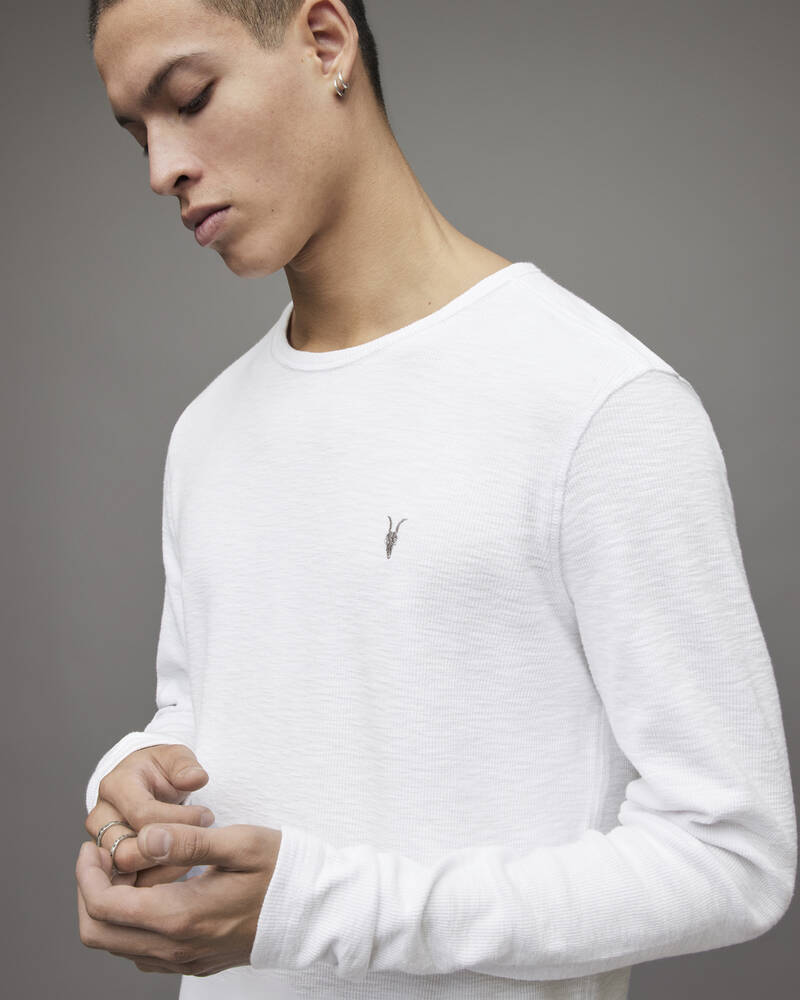 Optic White Allsaints Muse Long Sleeve Crew T Shirt | MD021R-437