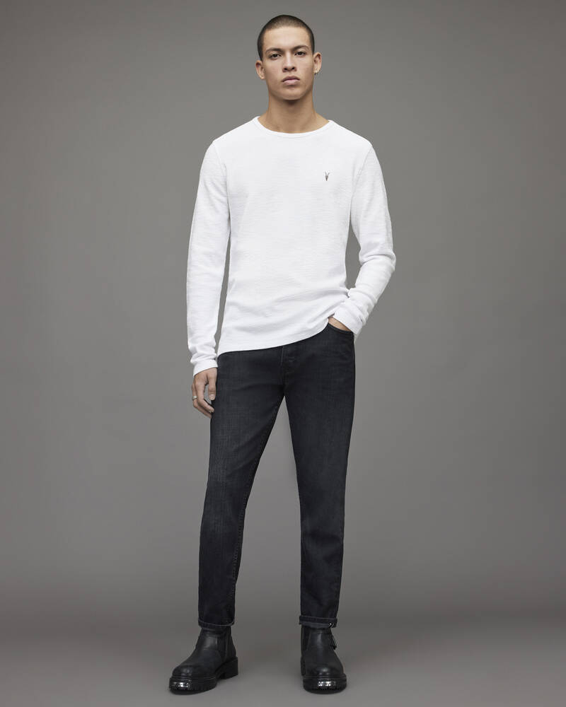 Optic White Allsaints Muse Long Sleeve Crew T Shirt | MD021R-437