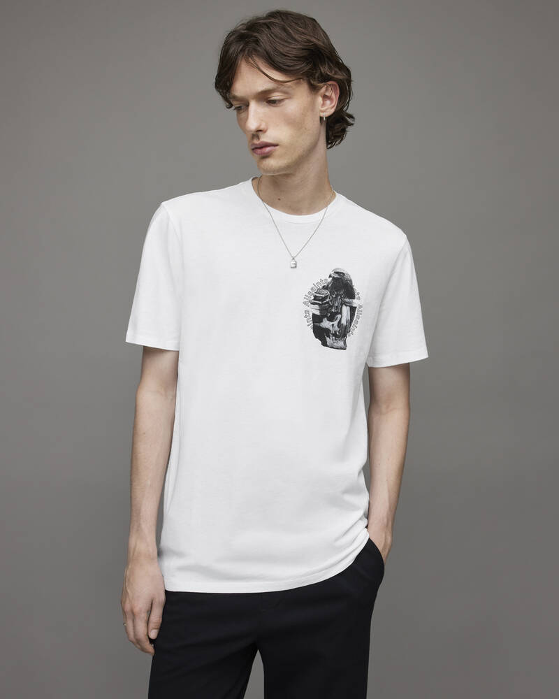 Optic White Allsaints Quill Crew T Shirt | MG264X-437