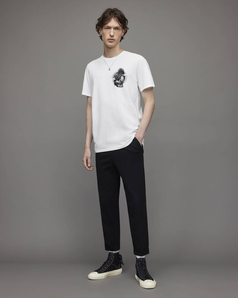 Optic White Allsaints Quill Crew T Shirt | MG264X-437