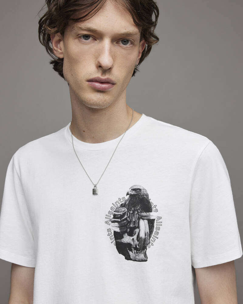 Optic White Allsaints Quill Crew T Shirt | MG264X-437