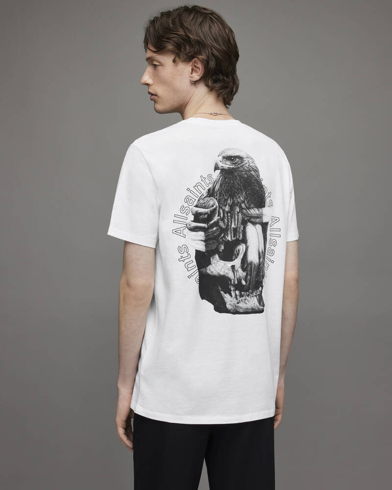 Optic White Allsaints Quill Crew T Shirt | MG264X-437